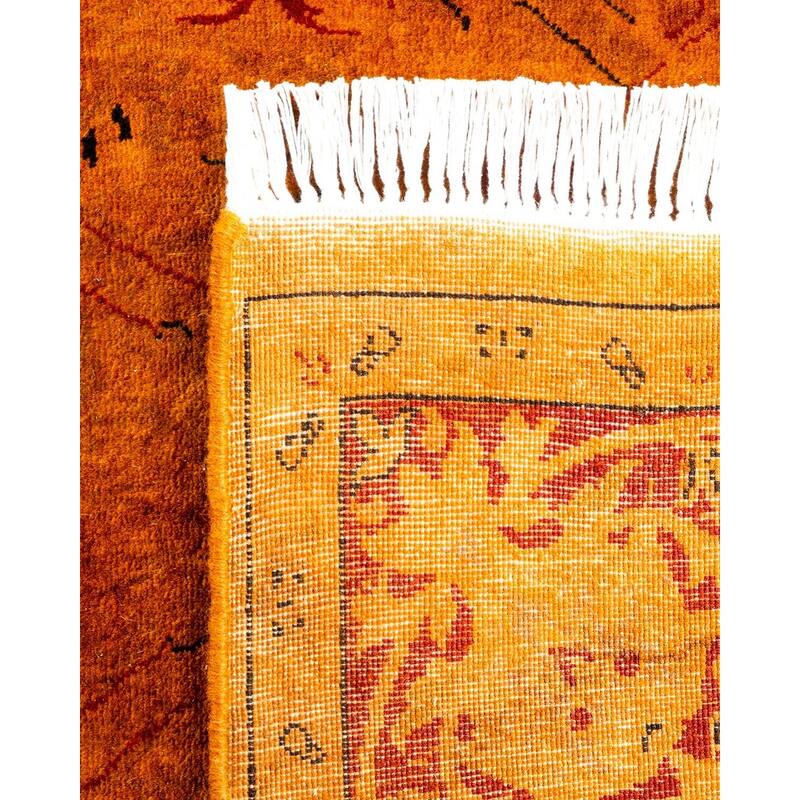 Overton Hand Knotted Wool Vintage Inspired Modern Contemporary Overdyed Orange Area Rug - 4' 1" x 6' 2"