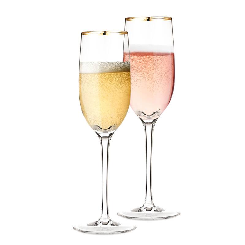 Berkware Crystal Champagne Flutes with Gold Rim - Set of 2