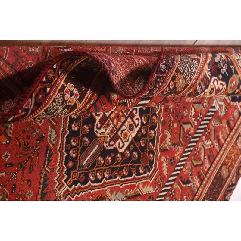 Shiraz Persian Vintage Area Rug Hand-knotted Wool Carpet - 5'2"x 8'3"