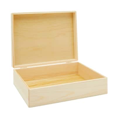 Bright Creations Unfinished Wooden Box with Hinged Lid for Jewelry & Crafts Storage, 9x12x3.3 In