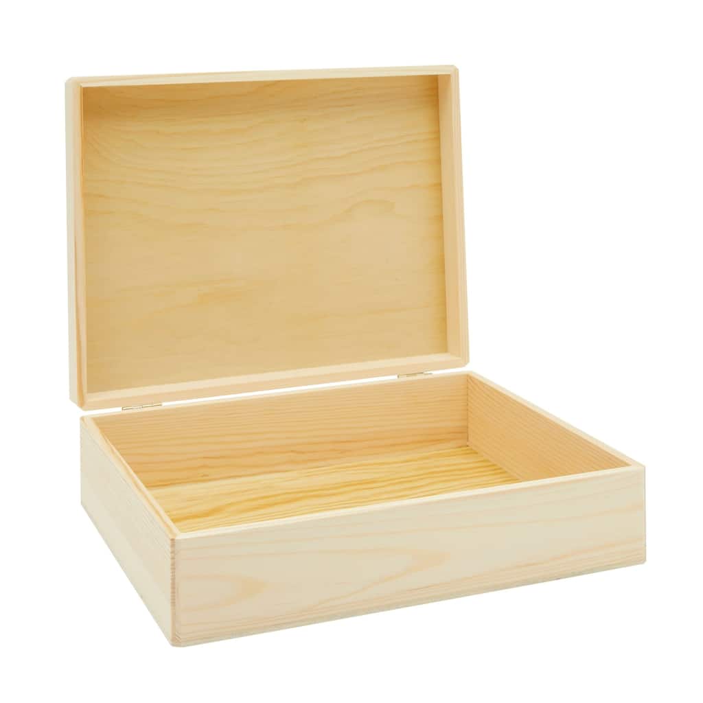 Bright Creations Unfinished Wooden Box with Hinged Lid for Jewelry & Crafts Storage, 9x12x3.3 In