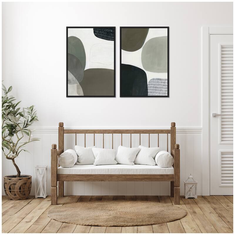 Kate and Laurel Shape Study No. 1 & No. 2 2 Piece Framed Canvas Wall Art Set by Amy Lighthall