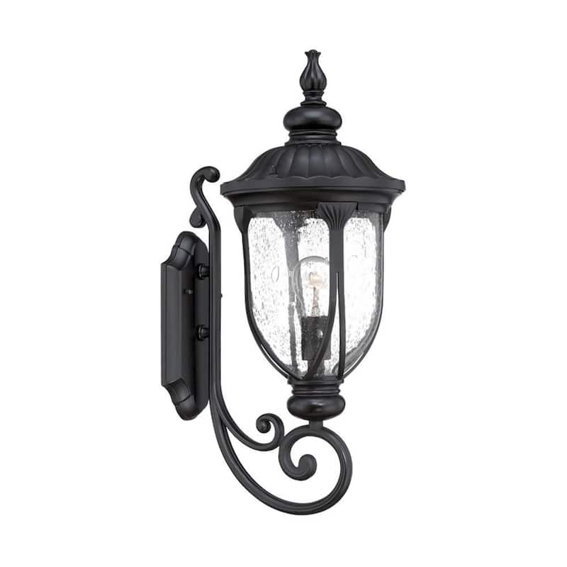 Aluminum XL Outdoor Wall Lantern Light with Seeded Glass Hardwired - 11.5” x 9” x 22.5” (D x W x H) - Matte Black