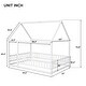 preview thumbnail 29 of 37, Full Size Wooden Floor Bed with House Roof Frame, Fence Guardrails for Kids, Bedroom