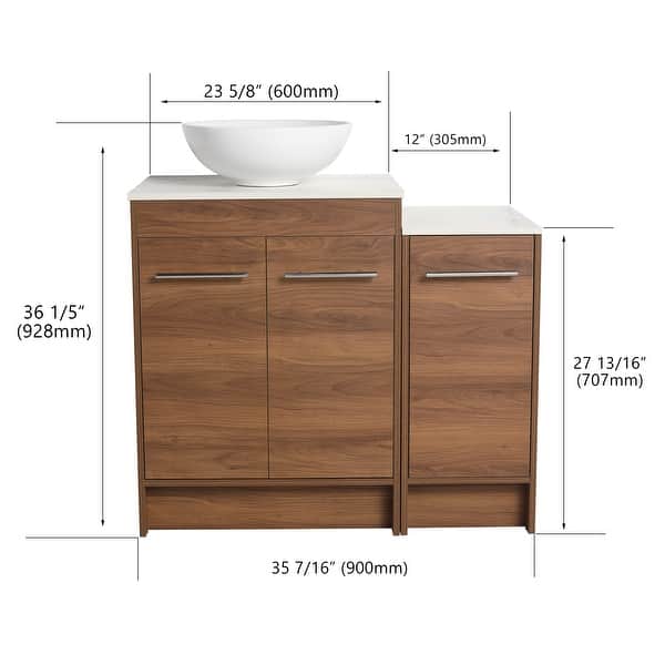 dimension image slide 4 of 17, BNK 24/36/48/60 Inch Bathroom Vanity with Sink, Freestanding Bathroom Vanity with Soft Close Doors and Adjustable Shelf