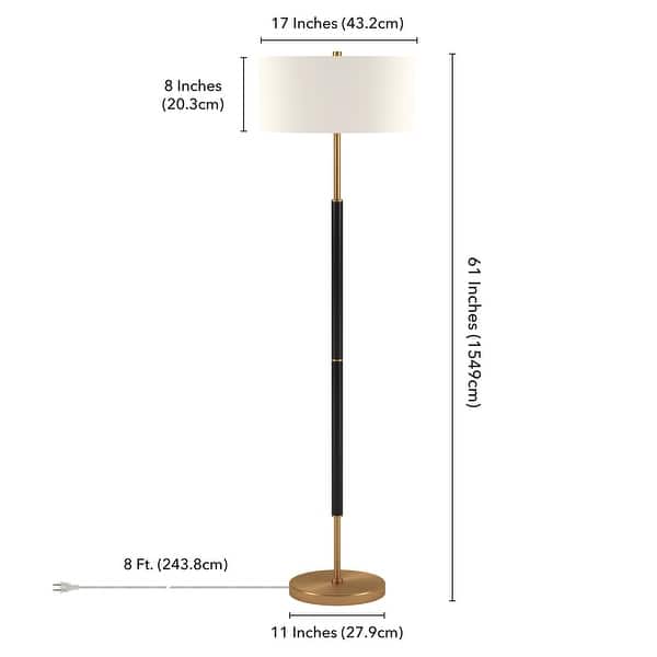 dimension image slide 9 of 10, Simone 2-Light Floor Lamp with Fabric Shade