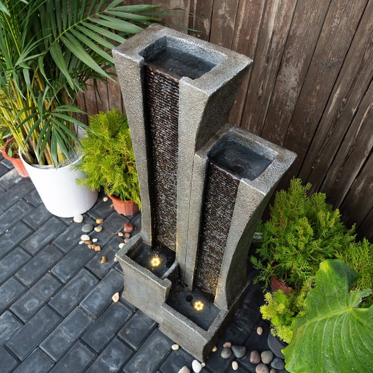 Resin Garden Fountain with Light