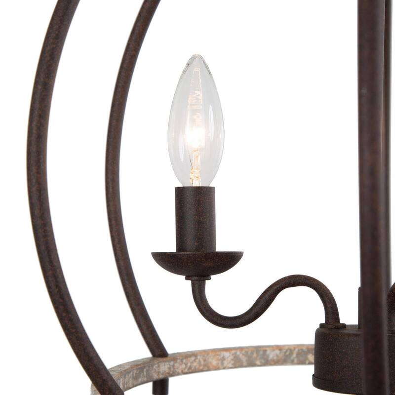 Farmhouse 3-Light Lantern Chandelier Rustic Pendant for Kithcen Island Foyer - 15'' L x 15'' W x 16.5'' H