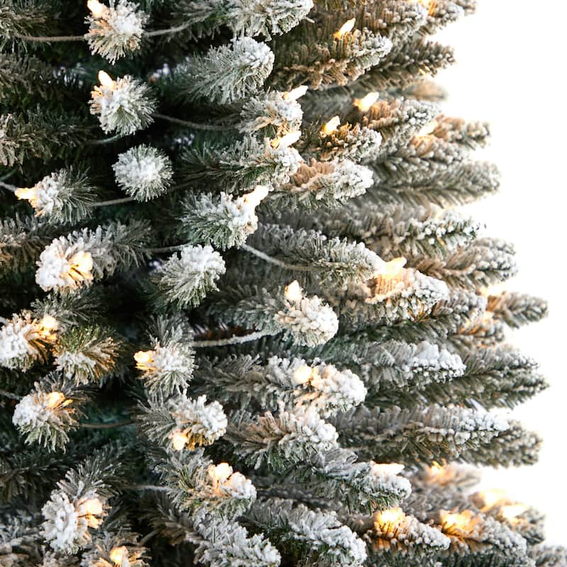 12 Ft Pencil Christmas Tree with Lights - Natural Beauty Artificial Tree, 1000 Clear Lights, Bendable Branches - Green - 144