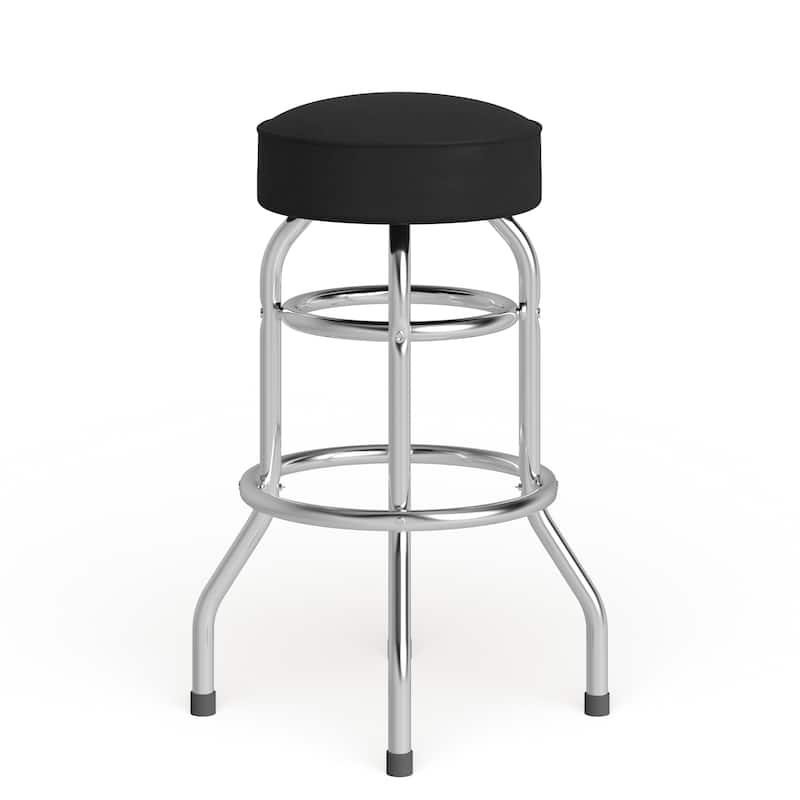 Double Ring Chrome Barstool - 20.5"D x 20.5"W x 30.25"H