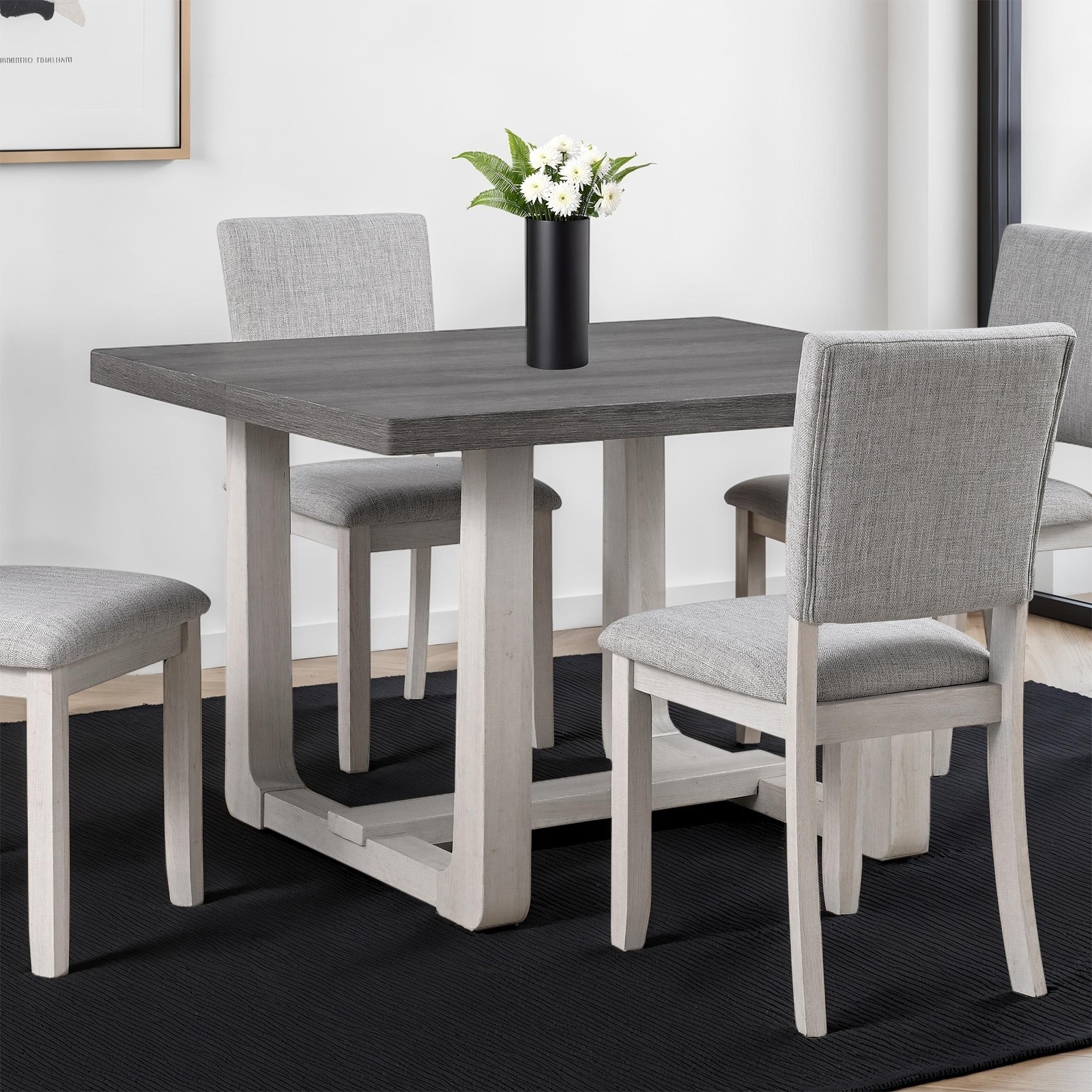 Transitional Style Dining Table With Trestle Base And Natural Finish