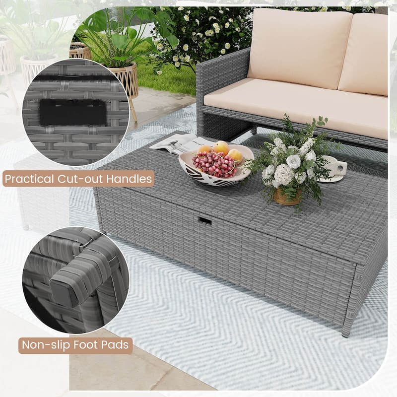 Costway 2 PCS Patio Loveseat with 31 Gal Multifunctional Storage - See Details
