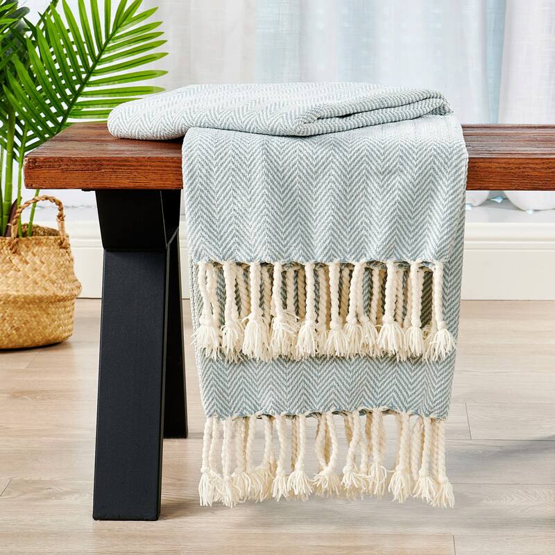 Extra Cozy Chevron Knit Throw Super Soft Knitted Blanket for Couch