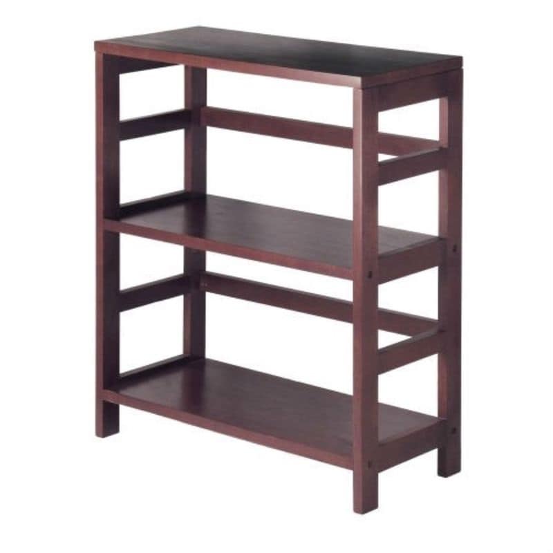 Contemporary 3 Tier Bookcase Storage Shelf in Espresso Wood