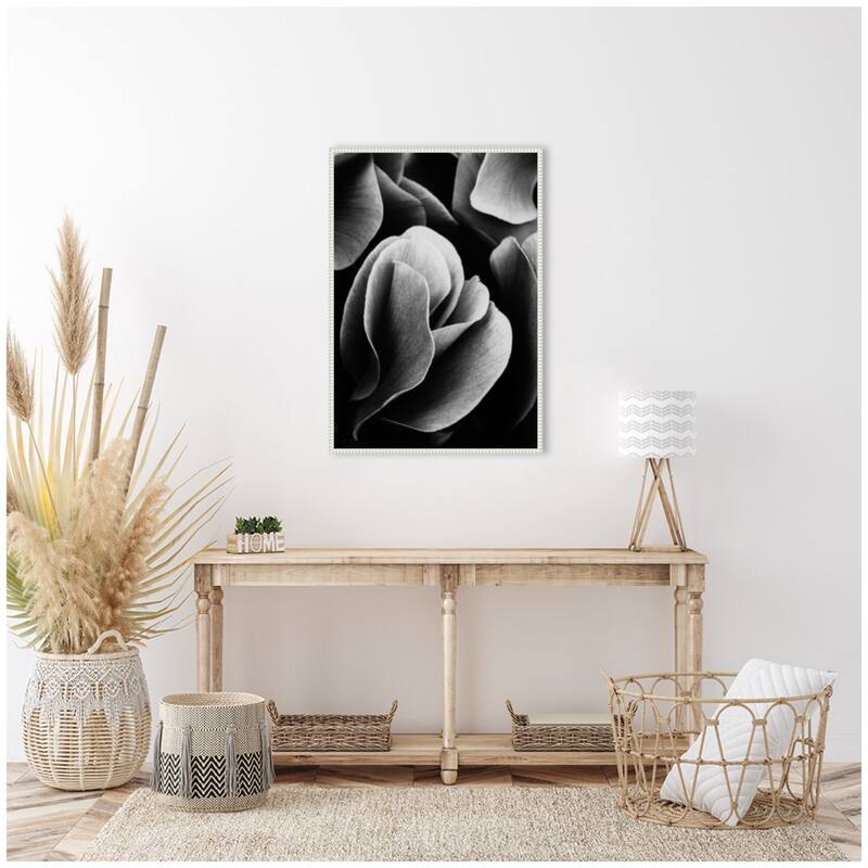 Kate and Laurel Sylvie Black and White Flower Petals Framed Canvas by Emiko and Mark Franzen of F2Images