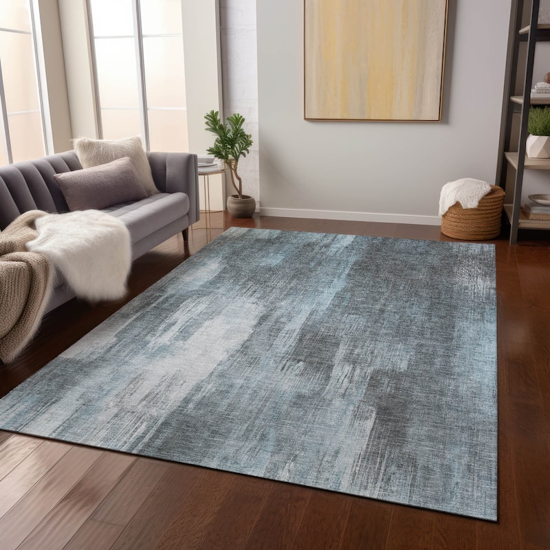 Machine Washable Indoor/ Outdoor Modern Ombre Chantille Rug