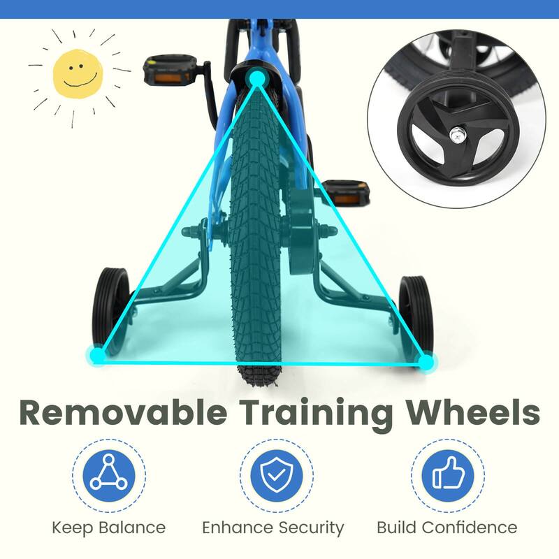 Costway 14" Kids Bike with Removable Training Wheels Adjustable Seat & - See Details
