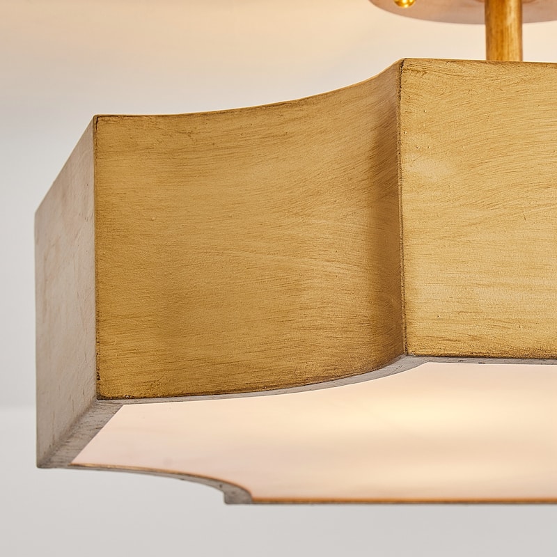 3-Light Modern Gold Semi-Flush Mount Ceiling Light