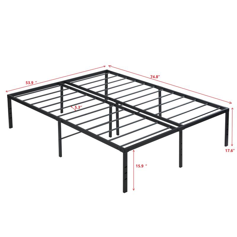 Metal Platform Bed Frame without Headboard, Heavy Duty Metal Bed Frame, No Box Spring Needed, Under Bed Storage