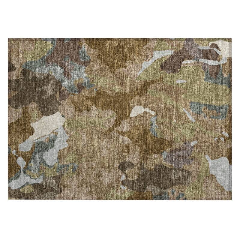 Machine Washable Indoor/Outdoor Modern Brushstrokes Chantille Rug