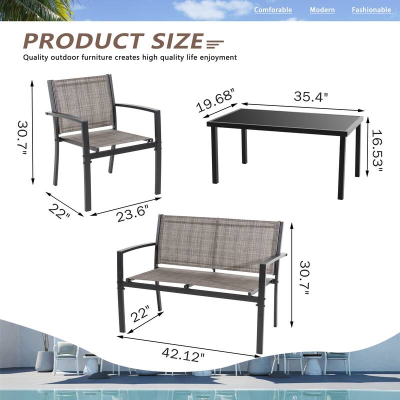 Futzca 4-Piece Outdoor Patio Furniture Set, Textilene Bistro Patio Set
