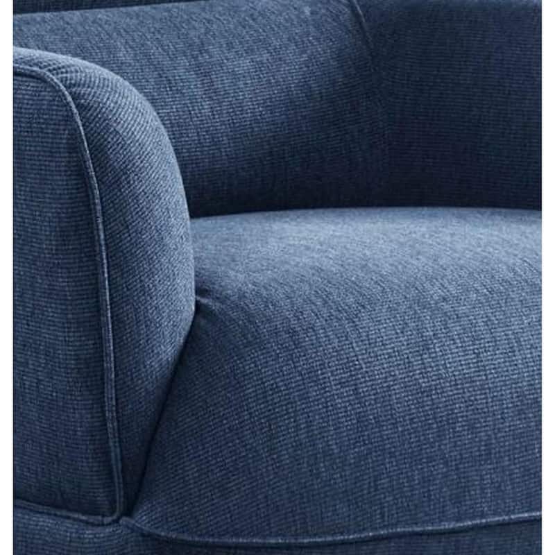 Dup 34 Inch Accent Chair, Cushioned Seat, Rounded Track Arms, Muted Blue