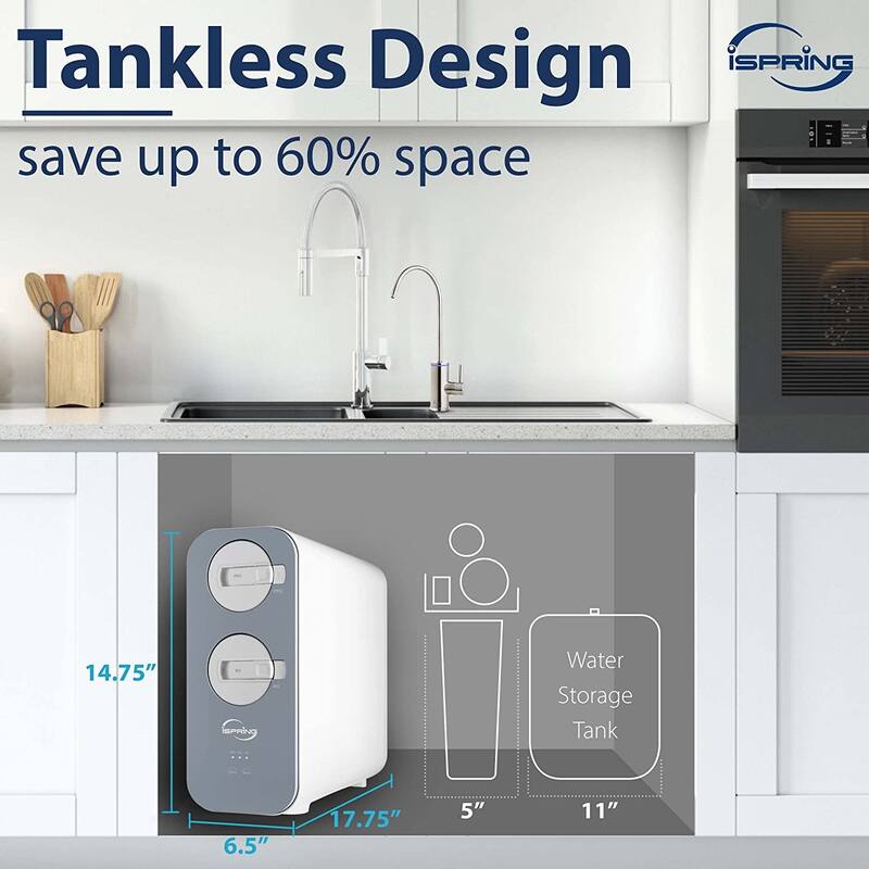 iSpring Under Sink Reverse Osmosis Tankless Water Filtration System,800 GPD