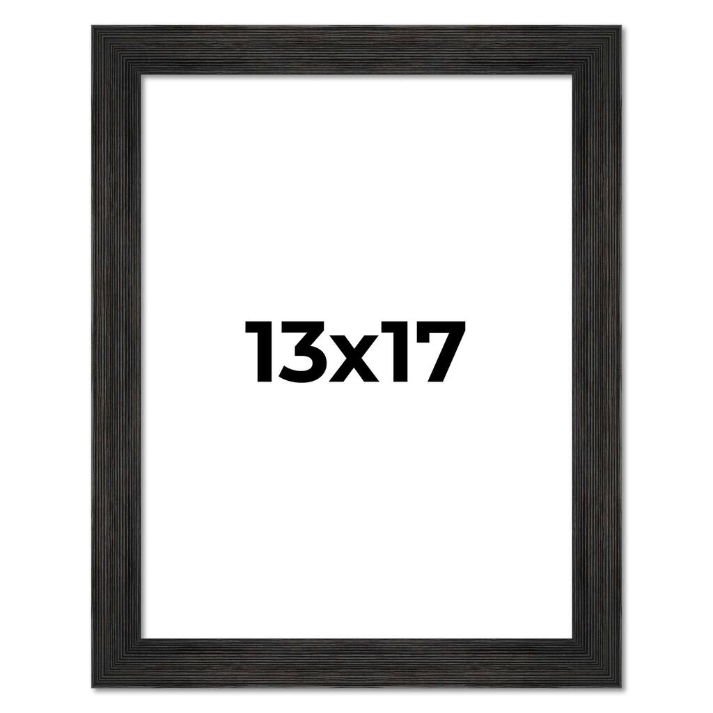 13x17 Black Rustic Wide Barnwood Picture Frame - UV Acrylic, Foam Board Backing, Hanging Hardware