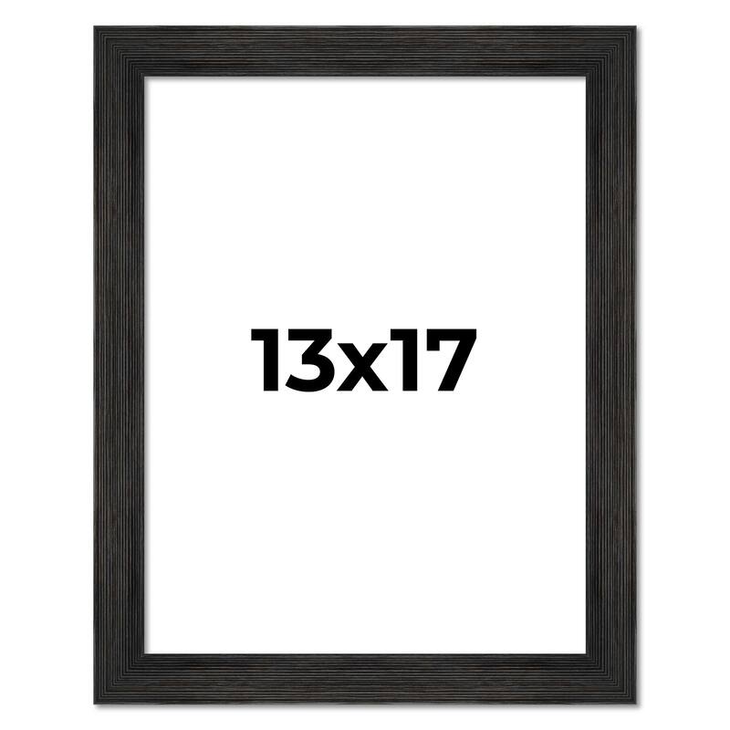 13x17 Black Rustic Wide Barnwood Picture Frame - UV Acrylic, Foam Board Backing, Hanging Hardware - Holds 13x17 Photo
