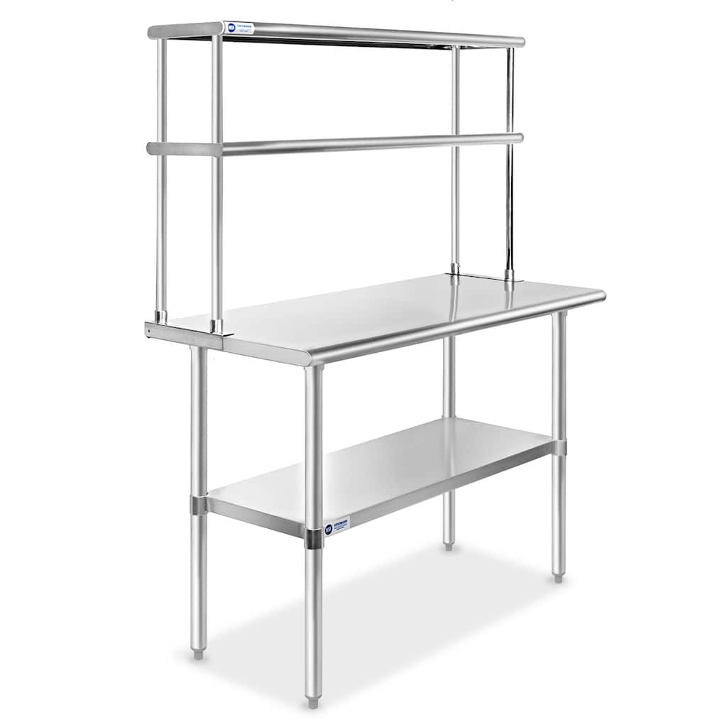 48 x 30in NSF Stainless Steel Prep Table w Double Shelf