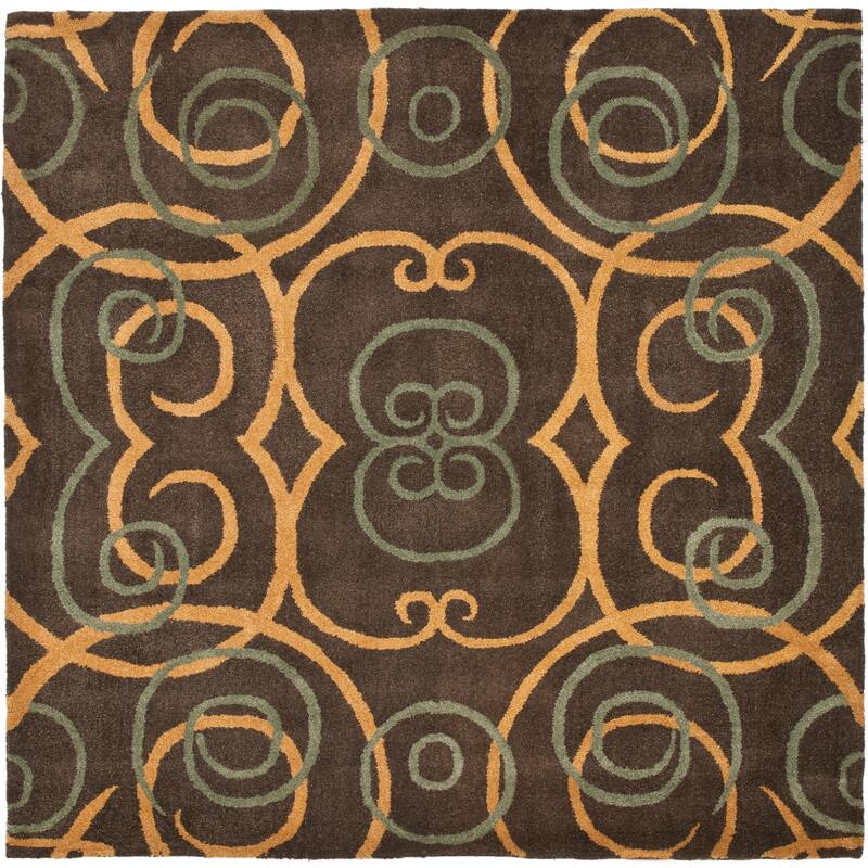 SAFAVIEH Handmade Rodeo Drive Ermilia Mid-Century Modern Abstract Wool Rug - 6' Square - Brown/Multi - Square
