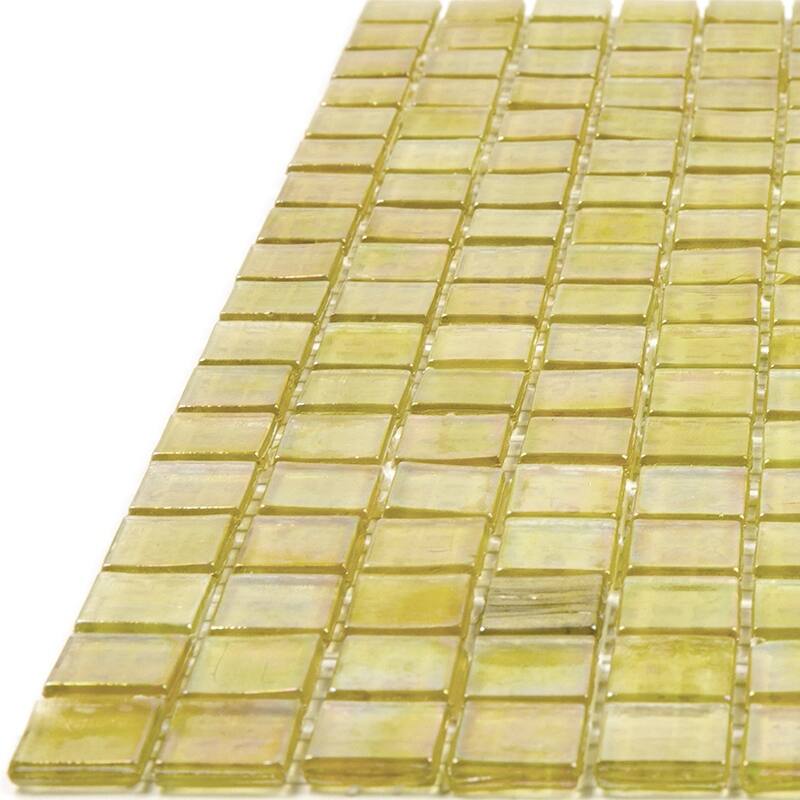 Apollo tile 12" x 12" Skosh Glossy Light Shimmer Beige Glass Tile (18.69 sq ft/case) - 20 Pack