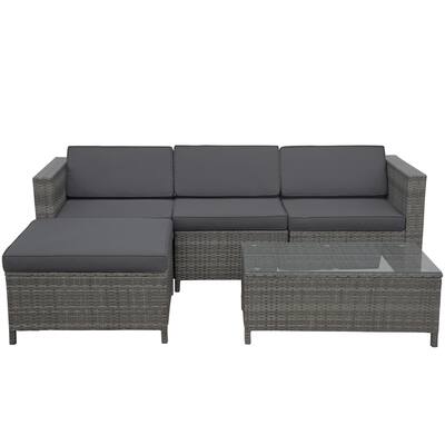 5-Piece Outdoor Convertible Sofa Set with Coffee Table