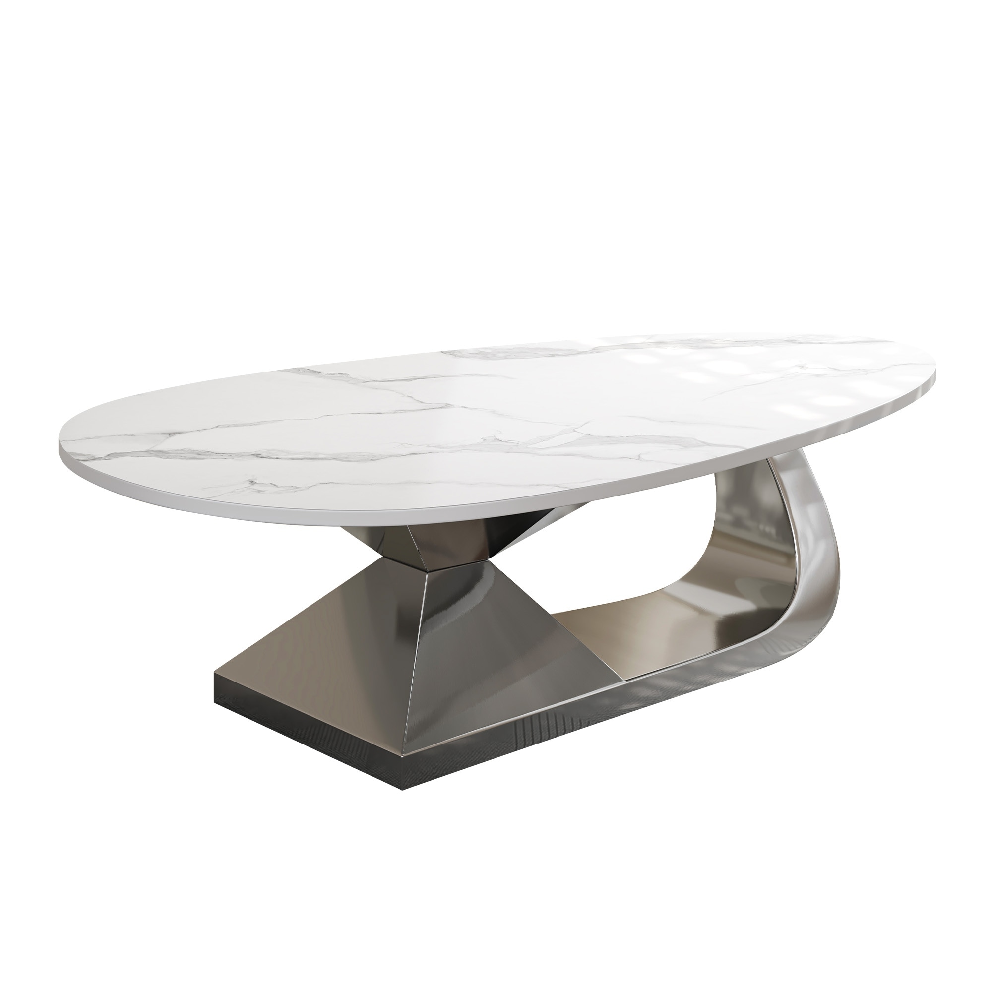 Sintered Stone Tabletop Coffee Table with Stainless Steel Base