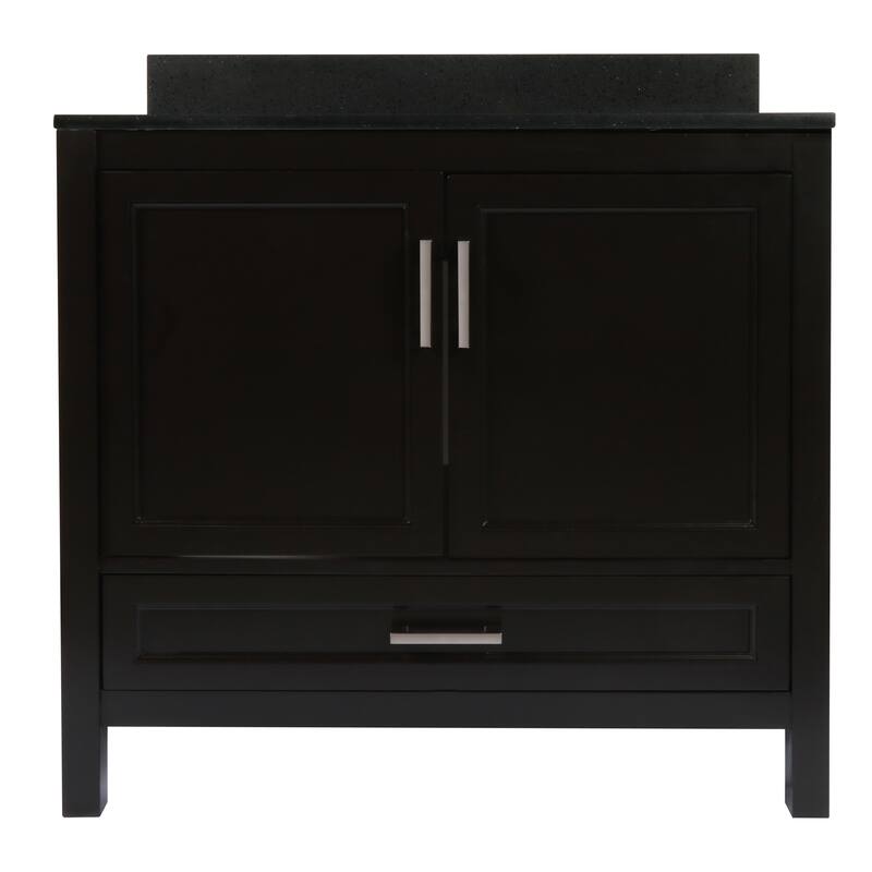 Nevado 37" Bathroom Vanity with Cultured Marble Vanity Top Sink in White with White Basin