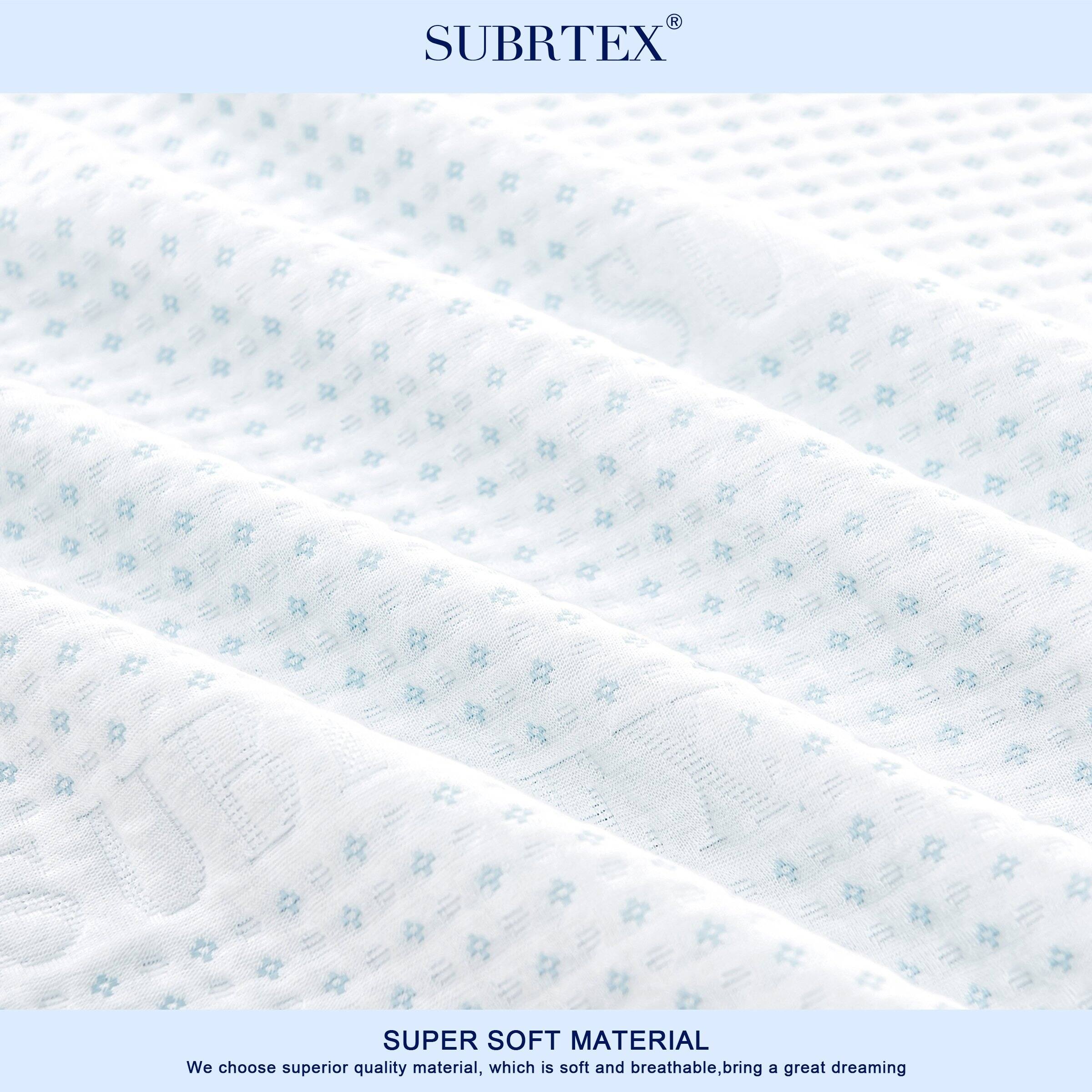 Subrtex Removable Zippered Bamboo Mattress Topper Cover Protector On