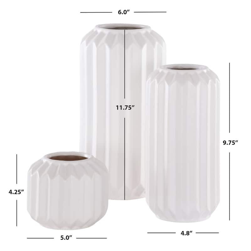 SAFAVIEH Emari Ceramic Decorative Vase (Set of 3) - 6Wx6Dx12H - White