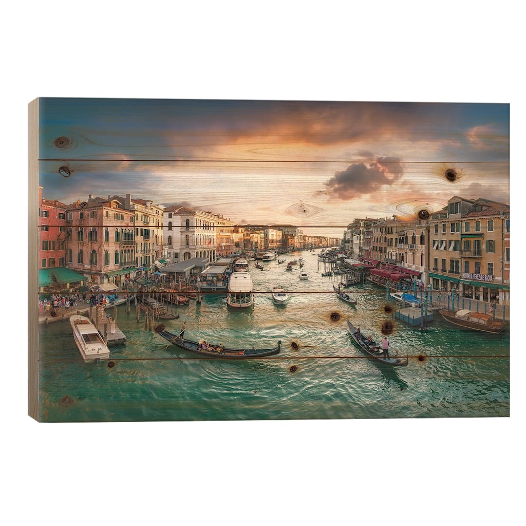 The Grand Canal in Venice, Italy Print On Wood by Jan Becke - Multi-Color