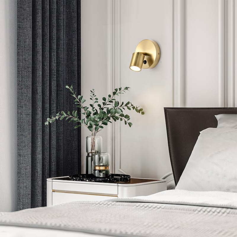 Alby 4 Inch Brass Finish Side Bed Reading Wall Lamp with Switch