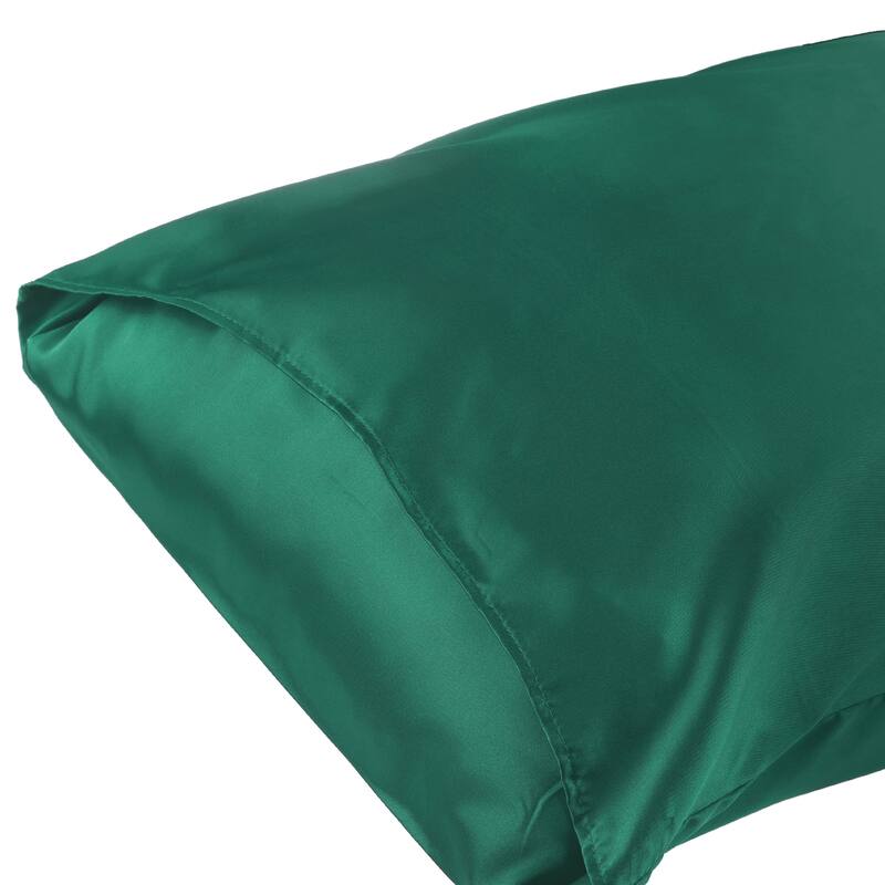 Satin Comfortable Envelope Closure Standard Pillowcase 2 Pcs - Dark Green - California King(20"x40")