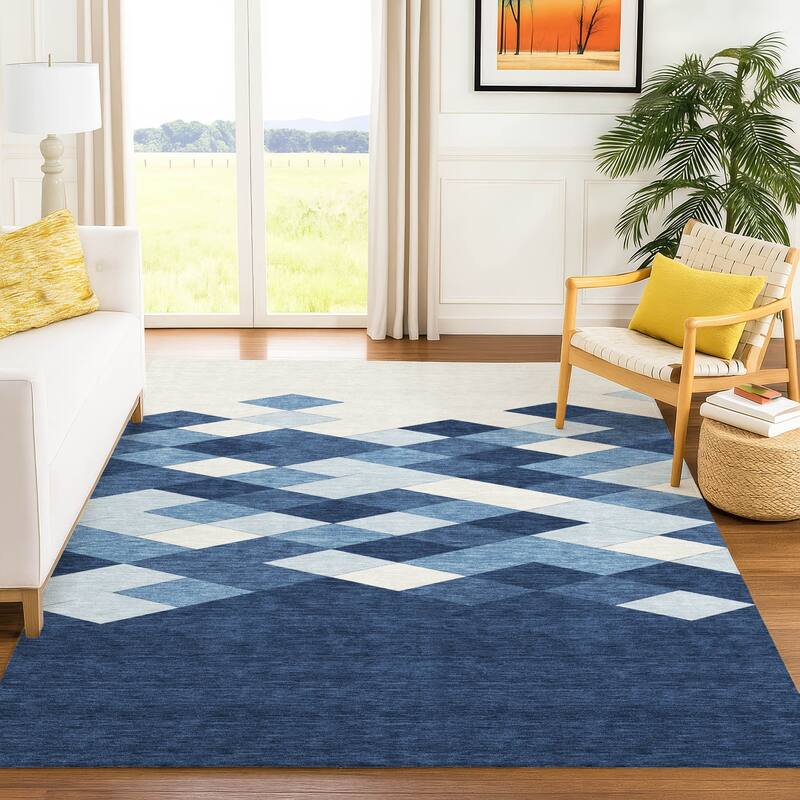 Machine Washable Indoor/ Outdoor Modern Avo Chantille Rug