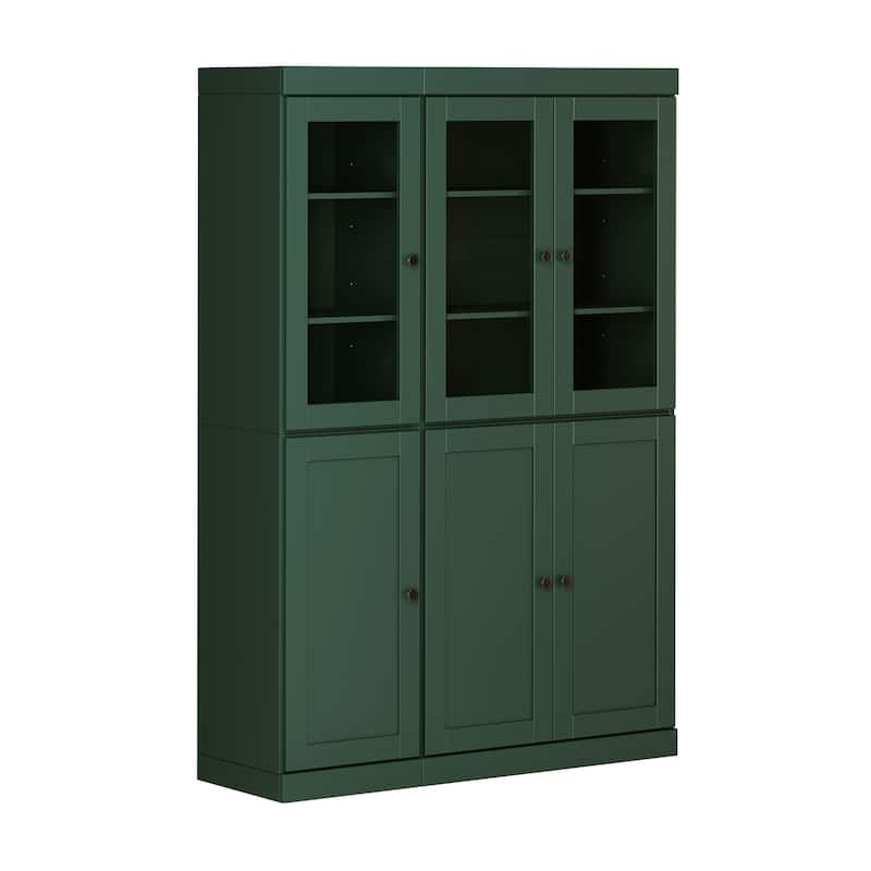Palace Imports 100% Solid Wood 48.5" Pantry Cabinet with Clear Glass, Shaker Doors, 2-Drawers and Adjustable Shelves