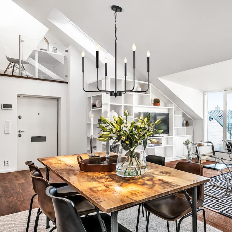 Modern 6-Light Candle Chandelier Classic Ceiling Light for Dining Room Kitchen Island - N/A