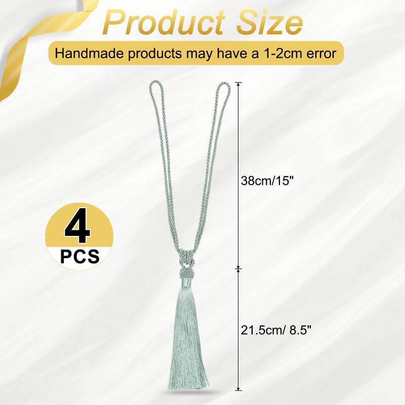 Handmade Elegant Curtain Tiebacks with Tassel - Gray Blue - 4 Pack