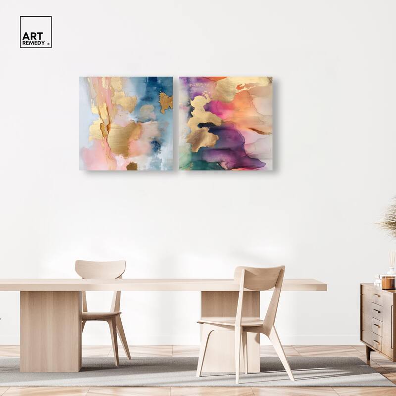 Gold Foil Set Canvas Set of 2 by Art Remedy, Gallery Wrapped