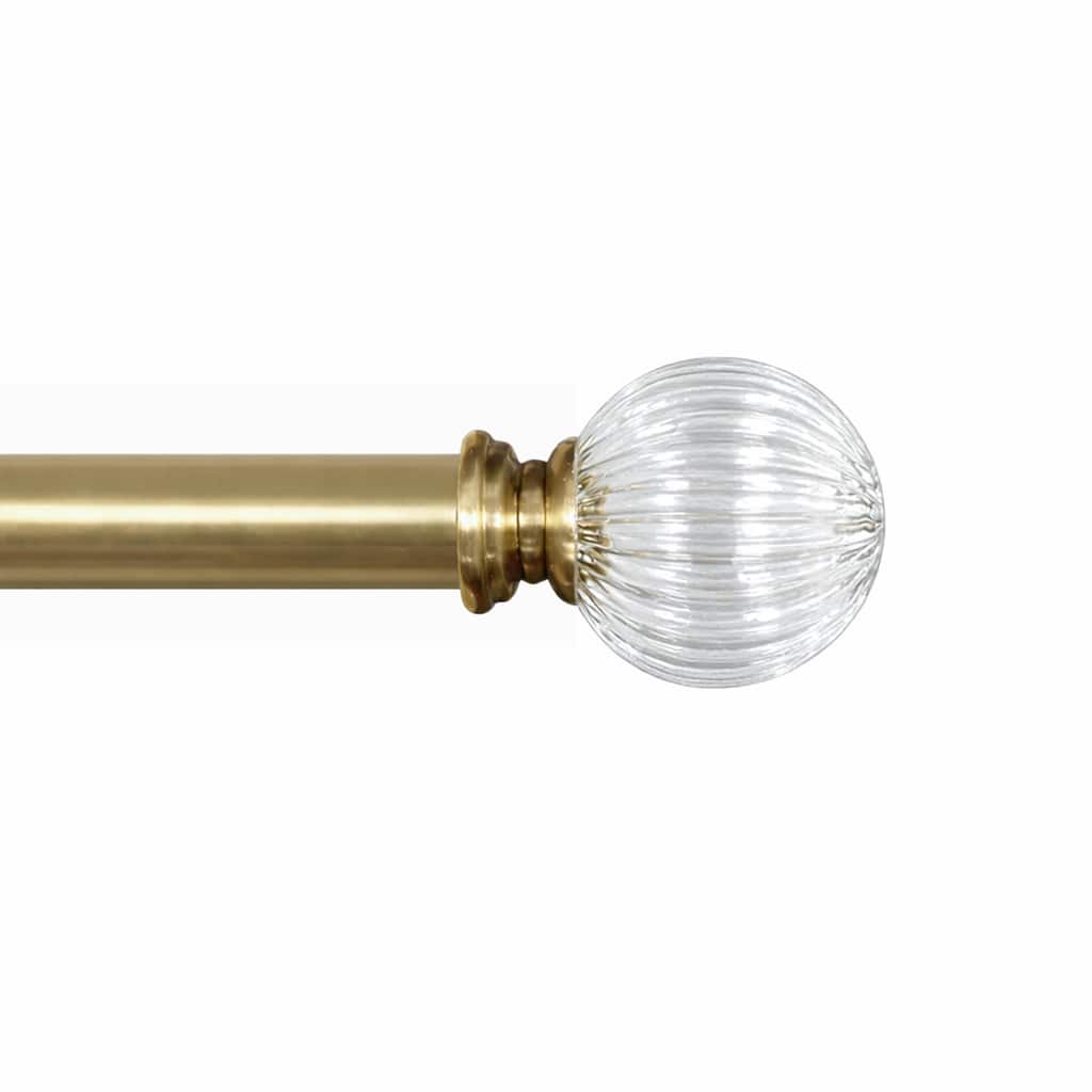 Deco Window 44-120 Inch Adjustable Heavy Duty Curtain Rod, Glass Ball Finials Wall Mounted Drapery Rod, Gold