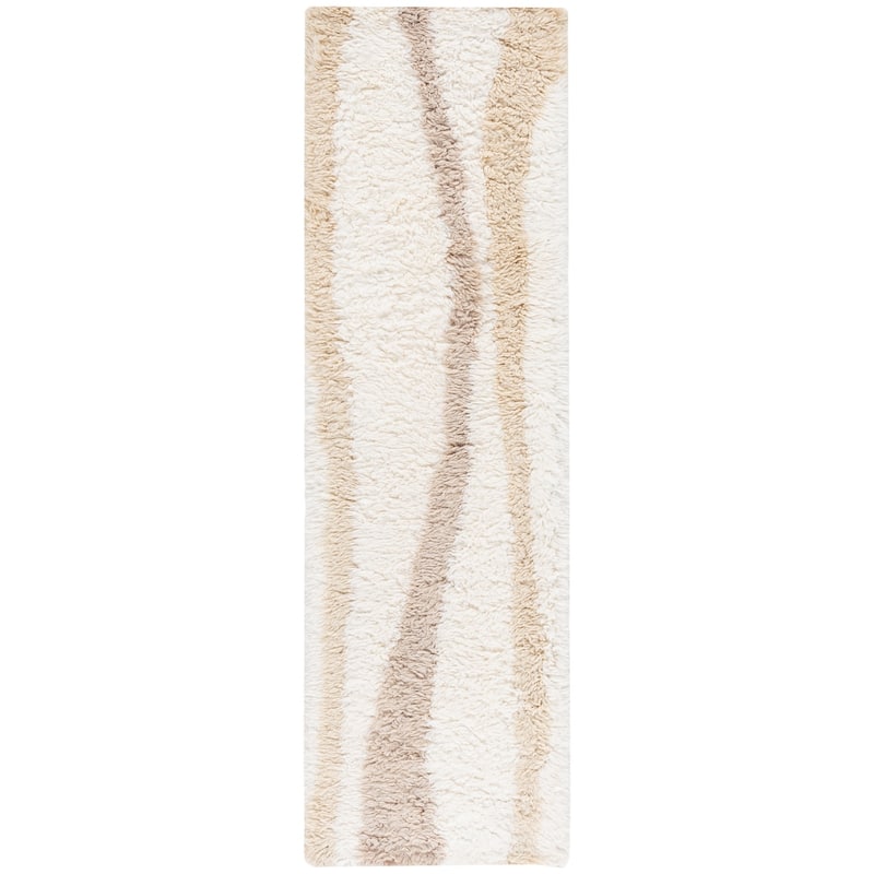 SAFAVIEH Hand-Woven Casablanca Kecia Shag Wool Rug - 2'3" x 8' Runner - Ivory/Beige