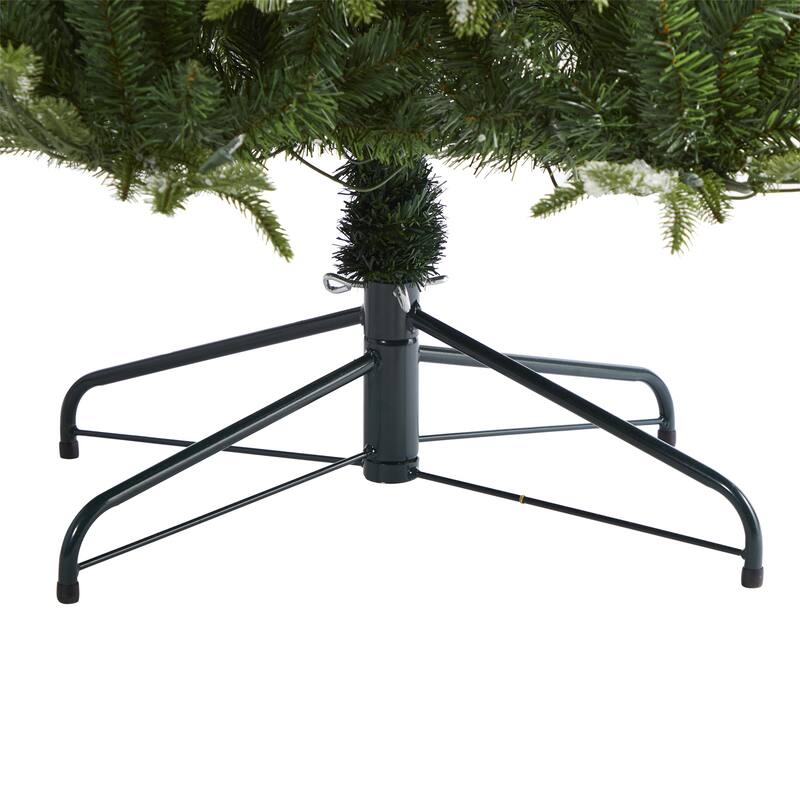 7’ Pre-Lit Snowed Teton Fir Artificial Christmas Tree, Clear LED Lights - 7 Foot