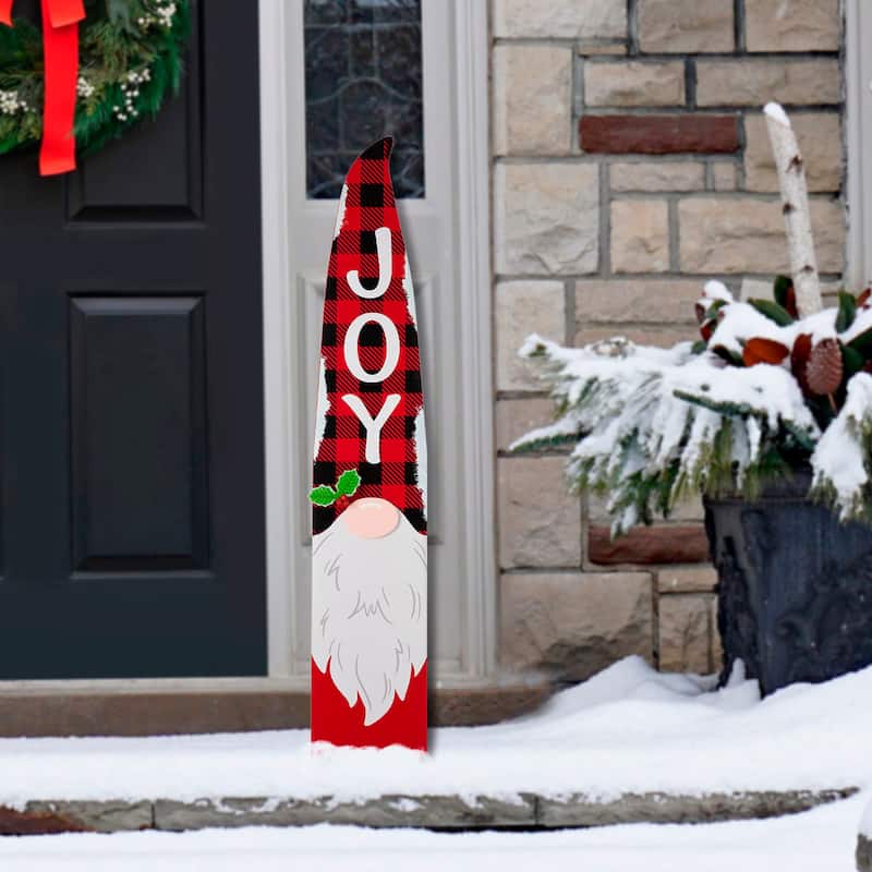 Glitzhome 42"H Wooden Christmas Gnome "JOY" Porch Sign