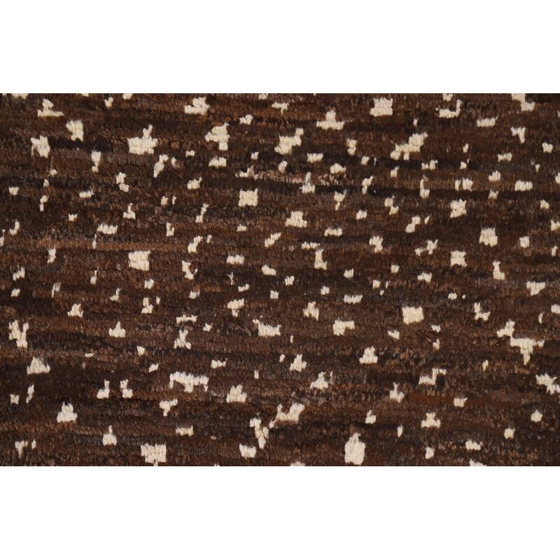 Hand Knotted Oriental 100% Wool Carpet Tribal Tribal Brown Moroccan Area Rug - 8' 2'' X 5' 8''